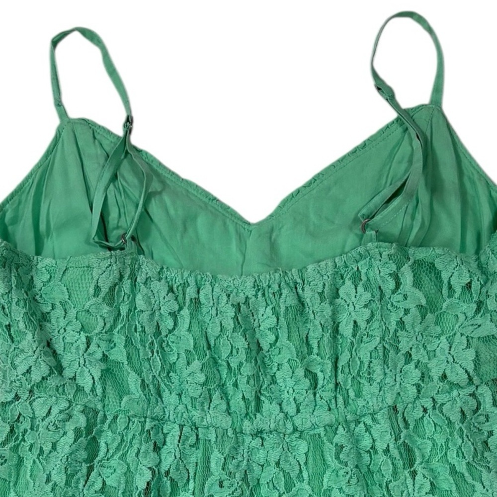 NWT Hollister Green Lace Empire Waist Chemise Cami Spaghetti Strap Dress |Size L - Picture 5 of 15